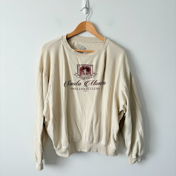 Chaser Santa Monica Club Pullover Sweater Oatmeal Cream Size Medium - Picture 3 of 6
